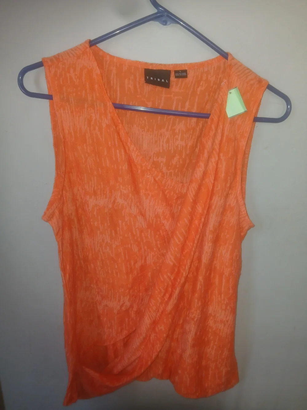 Tribal Draped V-Neck Sleeveless Camisole - Orange